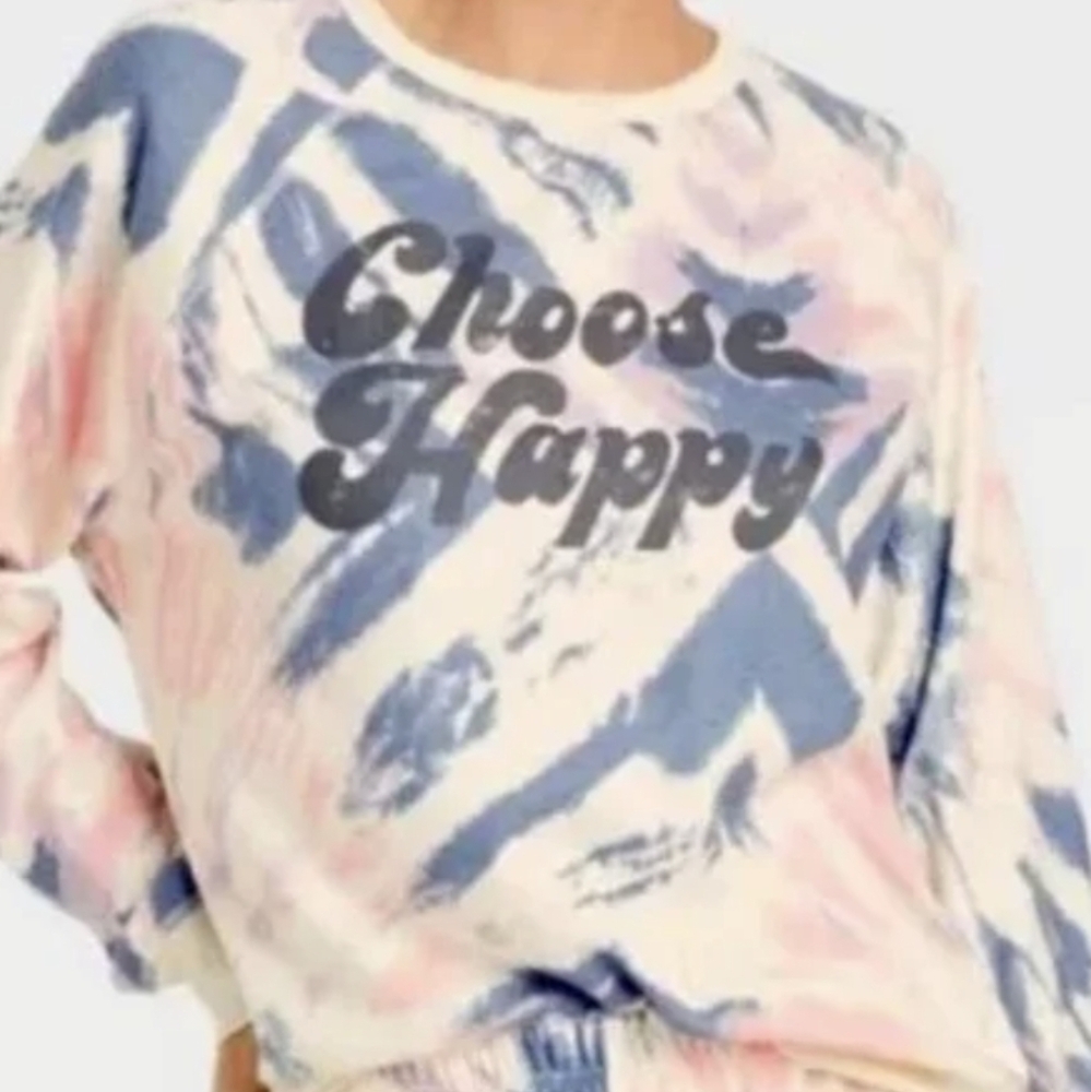 Choose Happy Kids Sweatshirt -Pink and Blue